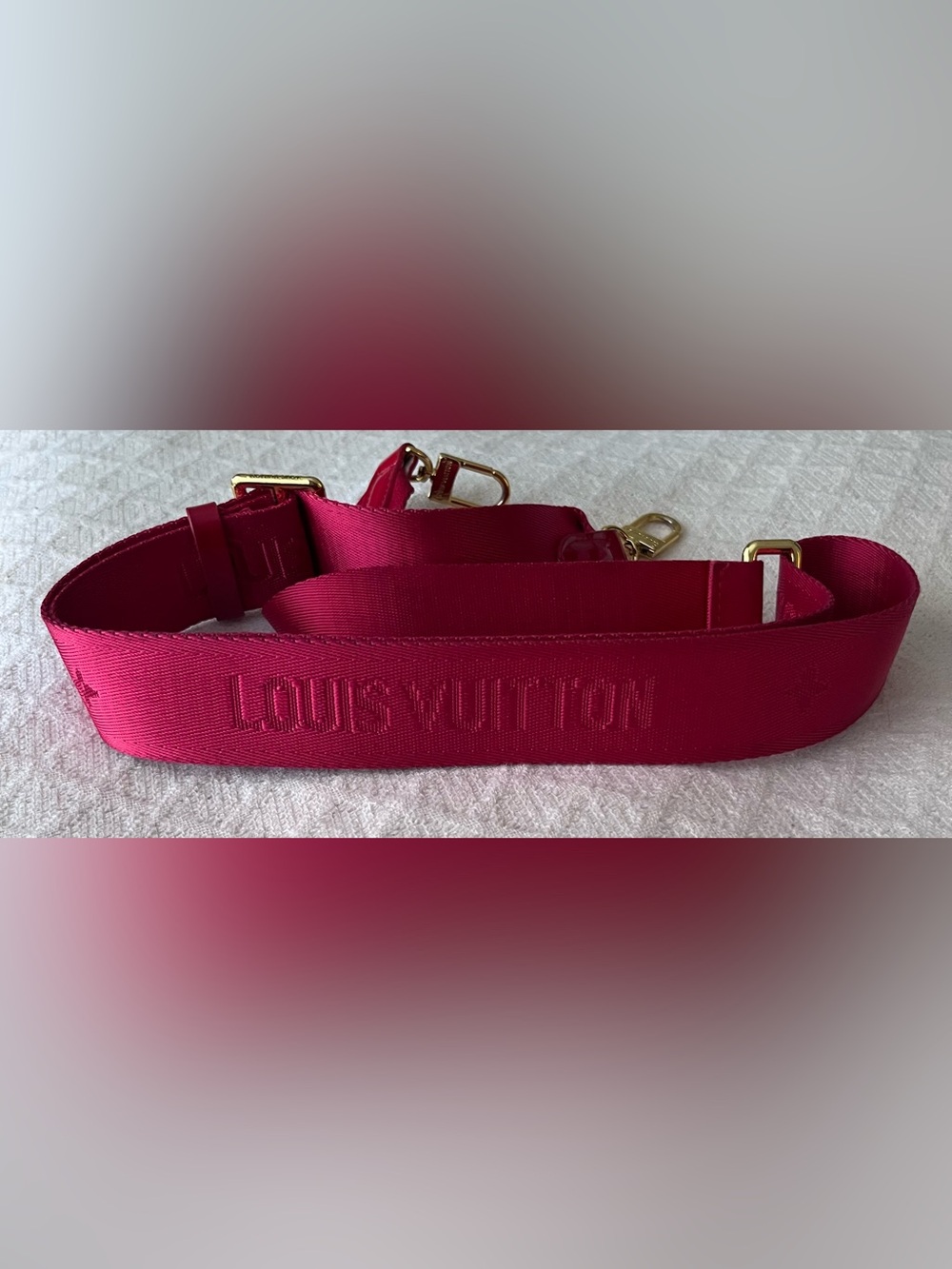Red Monagram Removable & adjustable Shoulder Strap for phone or bags.